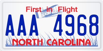 NC license plate AAA4968
