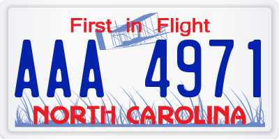 NC license plate AAA4971