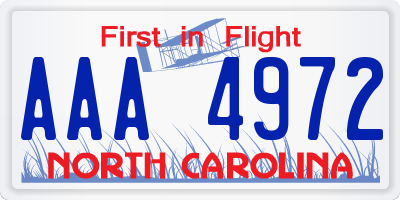 NC license plate AAA4972