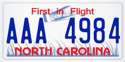 NC license plate AAA4984