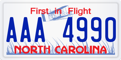 NC license plate AAA4990
