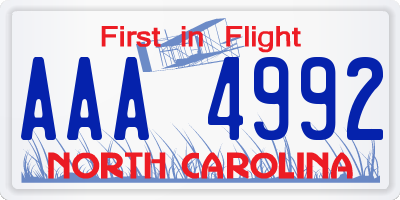 NC license plate AAA4992