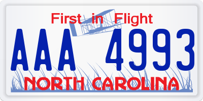 NC license plate AAA4993