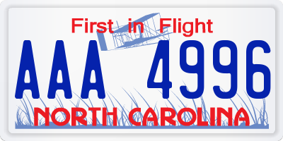NC license plate AAA4996
