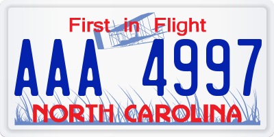 NC license plate AAA4997