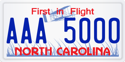 NC license plate AAA5000