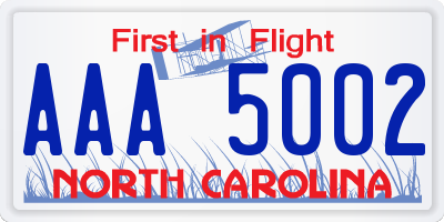 NC license plate AAA5002