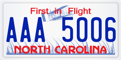NC license plate AAA5006