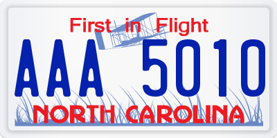 NC license plate AAA5010