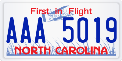 NC license plate AAA5019