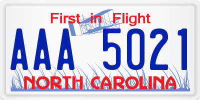 NC license plate AAA5021