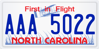 NC license plate AAA5022