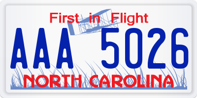 NC license plate AAA5026