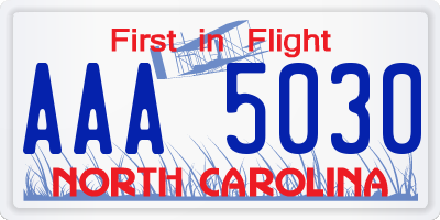 NC license plate AAA5030