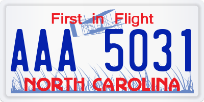 NC license plate AAA5031