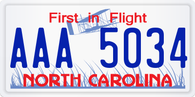 NC license plate AAA5034