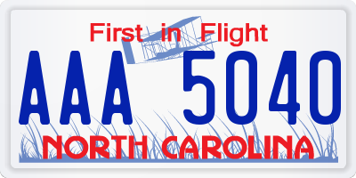 NC license plate AAA5040