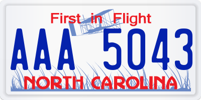 NC license plate AAA5043