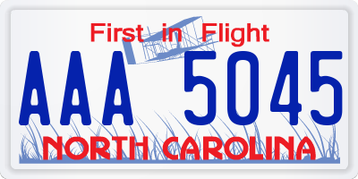 NC license plate AAA5045