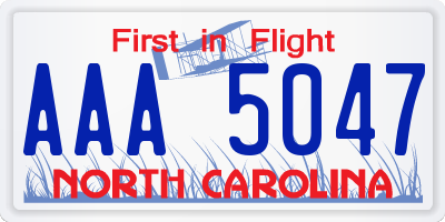 NC license plate AAA5047