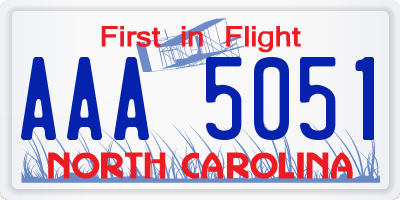 NC license plate AAA5051