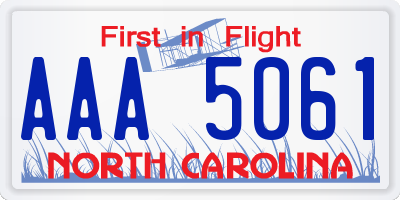 NC license plate AAA5061