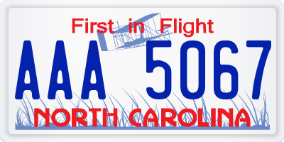 NC license plate AAA5067