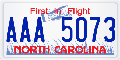 NC license plate AAA5073