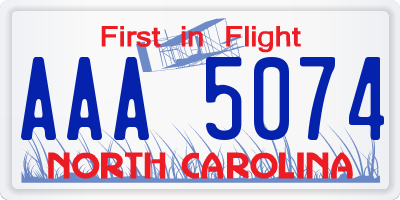 NC license plate AAA5074