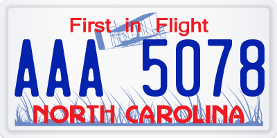 NC license plate AAA5078