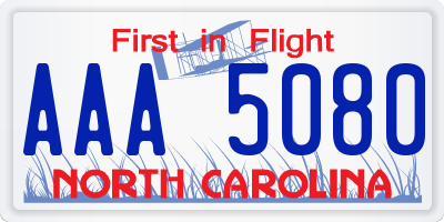 NC license plate AAA5080