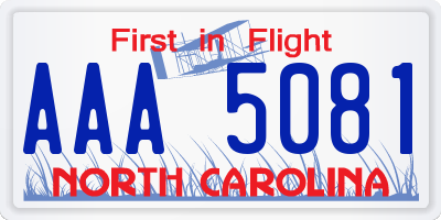 NC license plate AAA5081