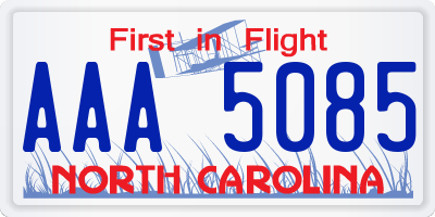 NC license plate AAA5085