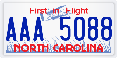 NC license plate AAA5088