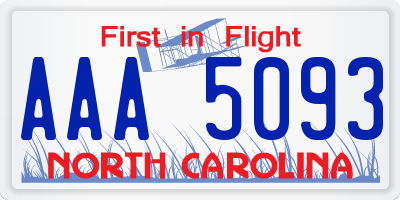 NC license plate AAA5093