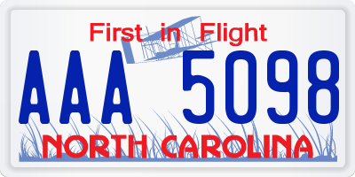 NC license plate AAA5098