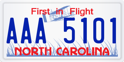 NC license plate AAA5101