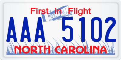 NC license plate AAA5102