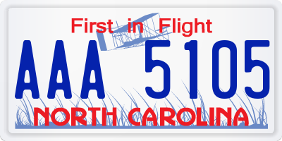 NC license plate AAA5105