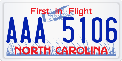 NC license plate AAA5106