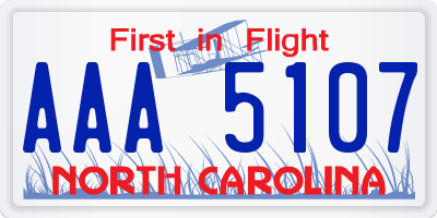 NC license plate AAA5107