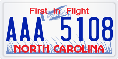 NC license plate AAA5108