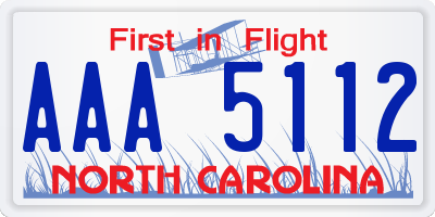 NC license plate AAA5112