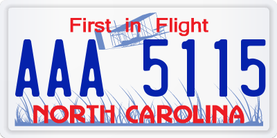 NC license plate AAA5115