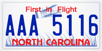 NC license plate AAA5116