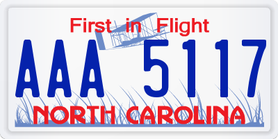 NC license plate AAA5117