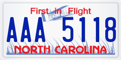 NC license plate AAA5118