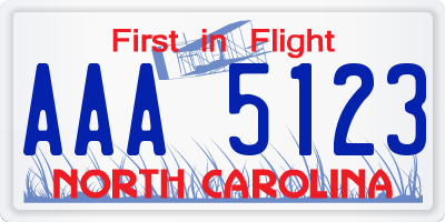 NC license plate AAA5123