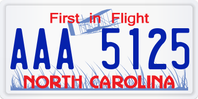 NC license plate AAA5125