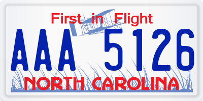 NC license plate AAA5126